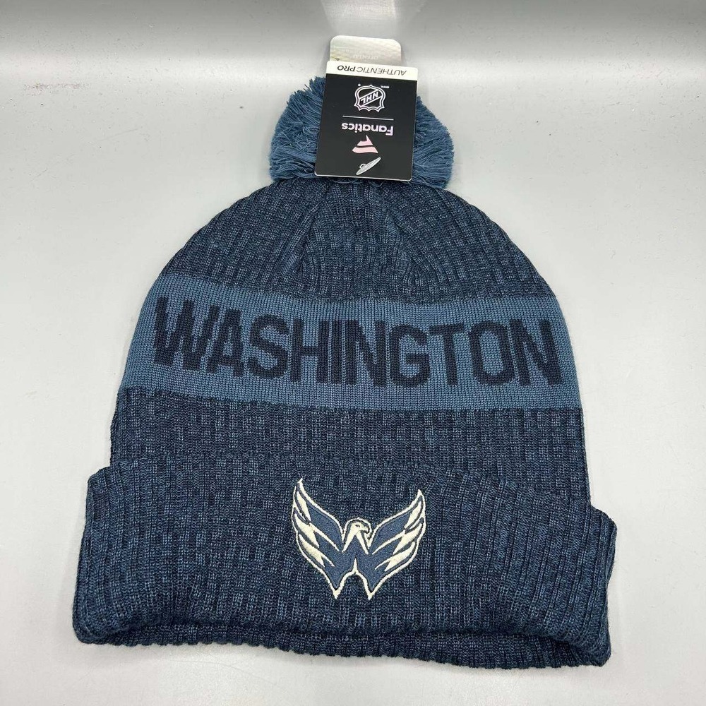 Washington Capitals NHL Hat Men Blue Fanatics Cuffed Beanie Pom Pom Cap New
